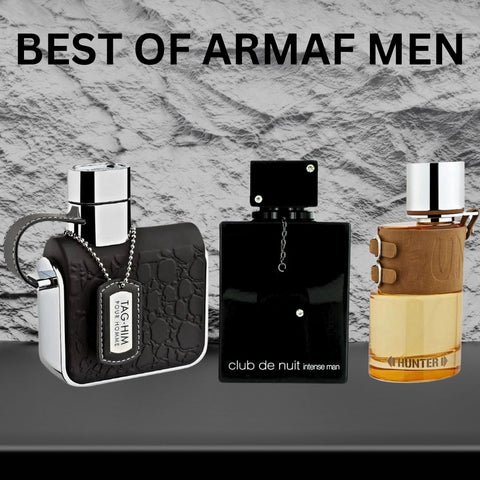 Club De Nuit Intense for Men, Hunter for Men, Tag Him - Perfume Sprays by ARMAF | Long Lasting, Luxurious, Perfume for Men. (BUNDLE) - Intense Oud
