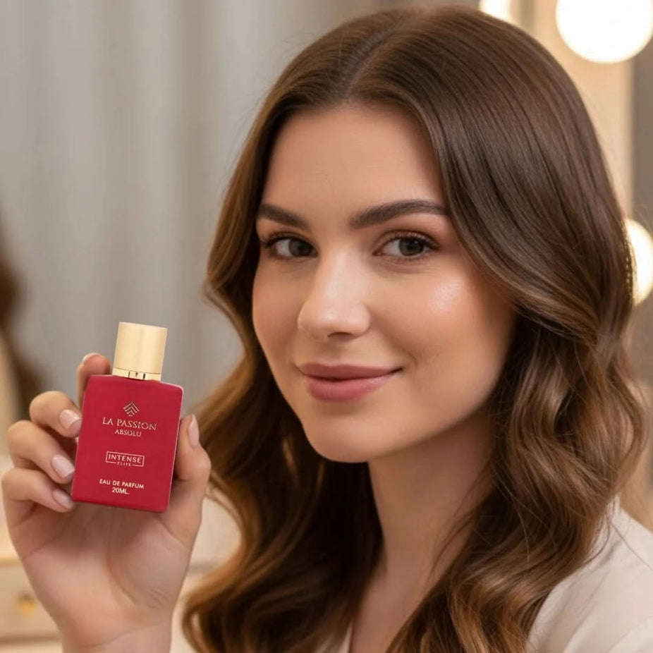 La Passion Absolu Women Eau de Parfum spray by Intense Elite, 20ml bottle with elegant design, showcasing the fragrance container.