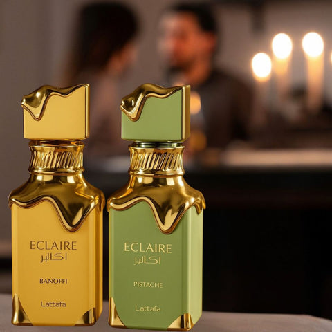 Eclaire Banoffi & Eclaire Pistache Eau de Parfum Sprays 100ml by Lattafa (Bundle) - Intense Oud