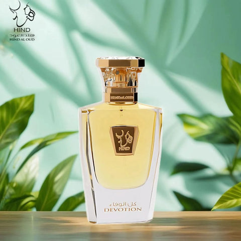Hind Al Oud Devotion Parfum Eau de Parfum spray 50ml with elegant bottle design and floral fragrance notes.