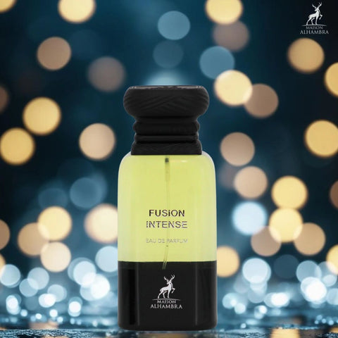 Fusion Intense Eau de Parfum Spray 80ml (2.7 oz) by Maison Alhambra | Creamy Woods, Suede Smoothness, Aromatic Fire - Intense Oud