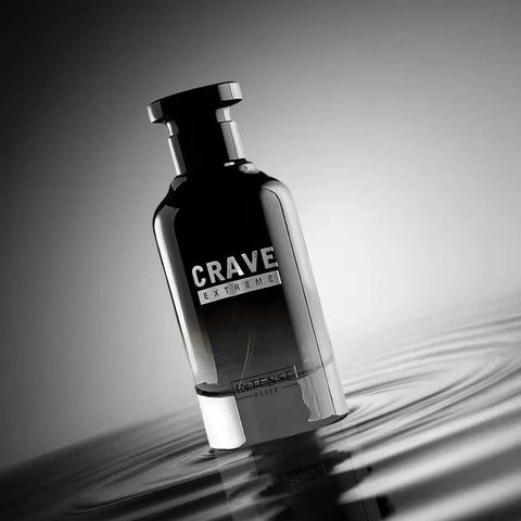 Intense Elite Crave Extreme Eau de Parfum spray 100ml bottle with velvet pouch, showcasing the elegant perfume design.