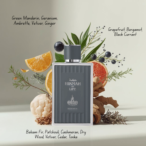 Elite Risala Hikmah Of Life, Love & Intense Eau de Parfum bundle featuring three 100ml spray bottles with elegant packaging.