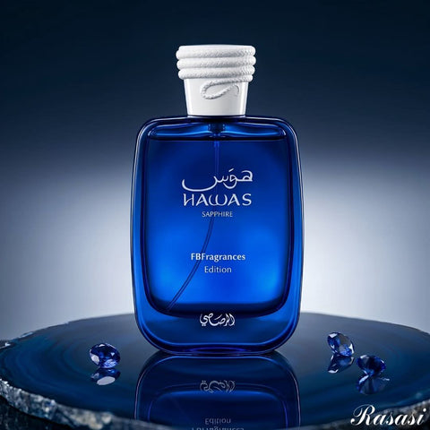 Hawas Sapphire X FBFragrances Edition Eau de Parfum Spray 100ml (3.4 oz) by Rasasi (Velvet Pouch)