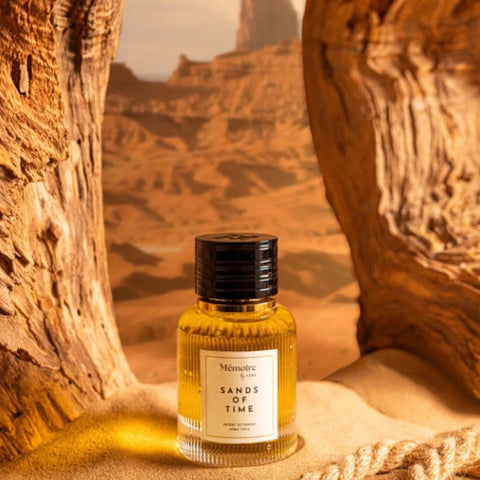 AZHA Sands of Time Extrait de Parfum spray, 100ml, from Memoire Collection, featuring elegant glass bottle with intricate design.