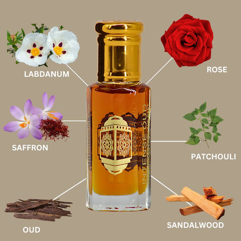 Dark Oud Ispahan Perfume Oil 12ML (0.40 OZ) With Black Gift Box By Intense Oud | A Bold Fusion Of Rose, Saffron & Oud For A Smoky, Opulent Scent. - Intense Oud