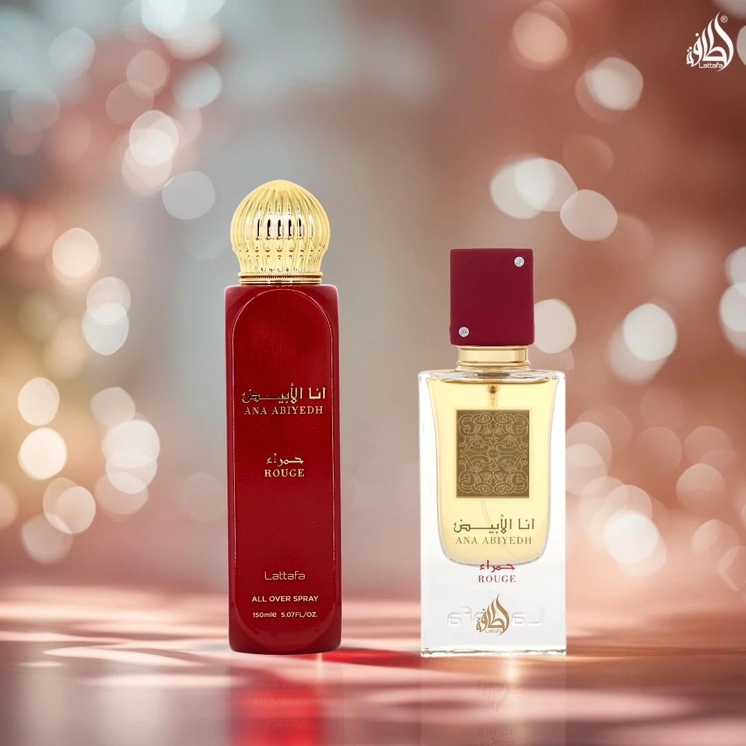 Ana Abiyedh Rogue Eau de Parfum Spray 60ml (2.0 oz) & All Over Spray 150ml (5.07 oz) by Lattafa | Fruity, Floral & Gourmand (Bundle) - Intense Oud