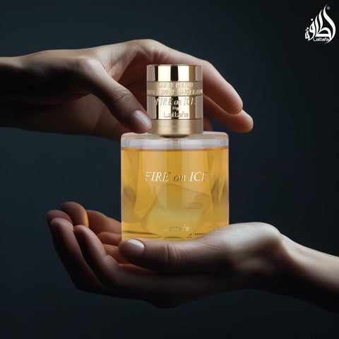 AUCTION Fire On Ice Eau de Parfum Spray 110ml (3.71 oz) by Lattafa (Velvet Pouch)