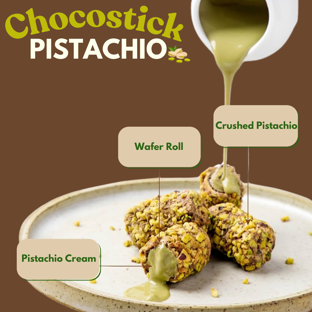 Dubai Choco-Stick Pistachio By Intense Delish | Rich Chocolate, Nutty Crunch, Pistachio Perfection. (BOX OF 6) - Intense Oud