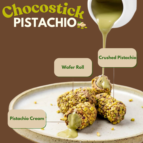 Dubai Choco-Stick Pistachio By Intense Delish | Rich Chocolate, Nutty Crunch, Pistachio Perfection. (BOX OF 6) - Intense Oud