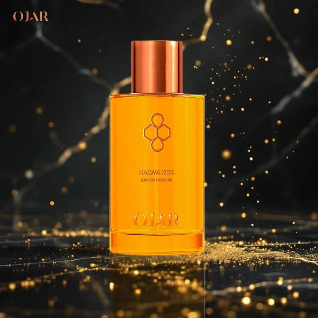 Ojar Halwa Kiss Eau De Parfum 100ml bottle with elegant packaging, showcasing the luxurious fragrance design.