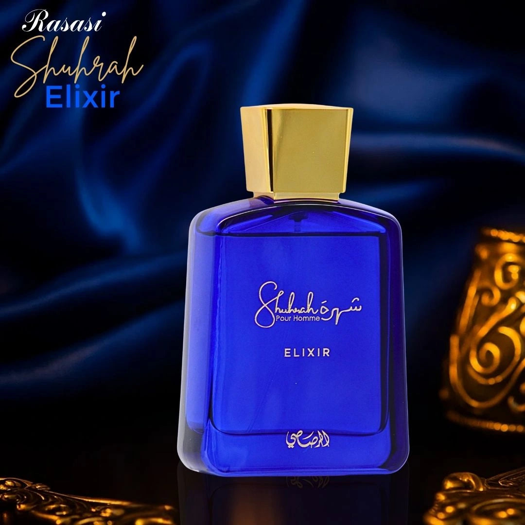 Shuhrah Elixir Pour Homme Eau de Parfum Spray 90ml (3.0 oz) by Rasasi | The Essence of Modern Masculinity - Intense Oud