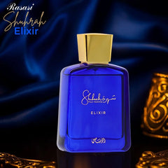 Shuhrah Elixir Pour Homme Eau de Parfum Spray 90ml (3.0 oz) by Rasasi | The Essence of Modern Masculinity - Intense Oud