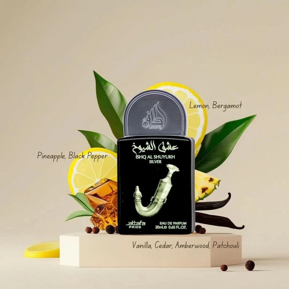 Lattafa Pride Eau de Parfum Gift Set with five 20ml bottles, featuring elegant packaging and diverse fragrances collection.