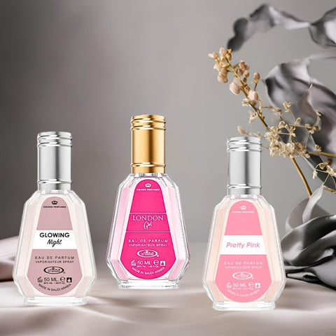 London Girl, Glowing Night & Pretty Pink Eau De Parfum Spray 50ML (1.7 OZ) By Al Rehab | An Enchanting Trio Of Fruity, Floral & Velvety Scents. (Bundle) - Intense Oud