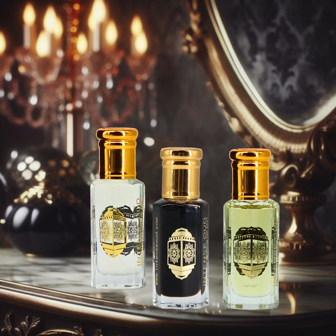 Aphrodisiac, Vanilla Rose & Vanilla Musk Perfume Oils 12ML (0.40 OZ) With Black Gift Box By Intense Oud | A Luxurious Vanilla Trio With Floral, Sweet & Creamy Notes For A Captivating Scent. (Value Pack) - Intense Oud