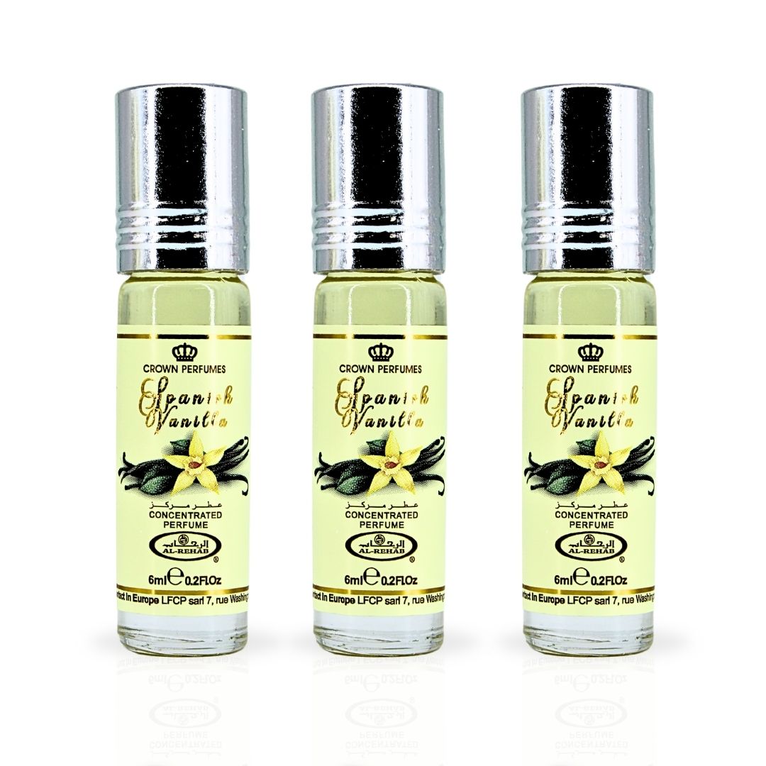 Spanish Vanilla Perfume Oil CPO 6ML (0.2 OZ) By Al Rehab | Long Lasting, Sweet Vanilla Scent. (PACK OF 3) - Intense Oud