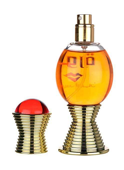 Swiss Arabian Noora Eau De Parfum 50ml bottle with velvet pouch, featuring elegant glass design and floral scent notes.