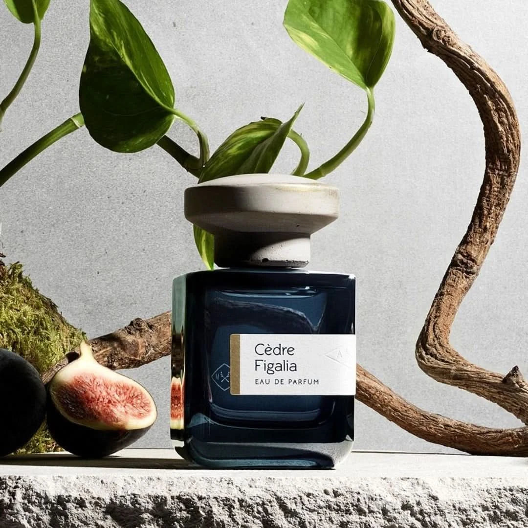 Atelier Materi Cèdre Figalia Eau de Parfum spray bottle, 100ml, with elegant packaging and fragrance details visible.