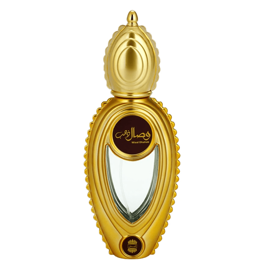 Wisal Dhahab Eau de Parfum spray by Ajmal, 50ml bottle, showcasing elegant packaging and perfume design.