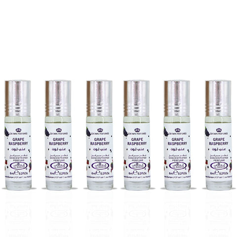 Grape Raspberry Perfume Oil CPO 6ML (0.2 OZ) By Al Rehab | Fruity, Floral, Sweet, Vibrant Fragrance. (BOX OF 6) - Intense Oud