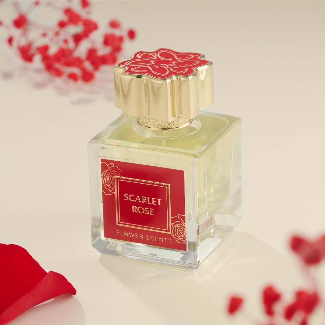 Scarlet Rose Eau de Parfum Spray 65ml (2.2 oz) by Flower Scents | Opulent Rose, Creamy Woods & Golden Amber Warmth - Intense Oud