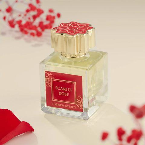 Scarlet Rose Eau de Parfum Spray 65ml (2.2 oz) by Flower Scents | Opulent Rose, Creamy Woods & Golden Amber Warmth - Intense Oud