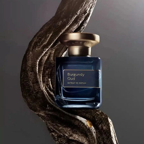 Burgundy Oud Extrait de Parfum Spray by Atelier Materi, 50ml bottle of luxurious EDP with deep, rich oud scent.