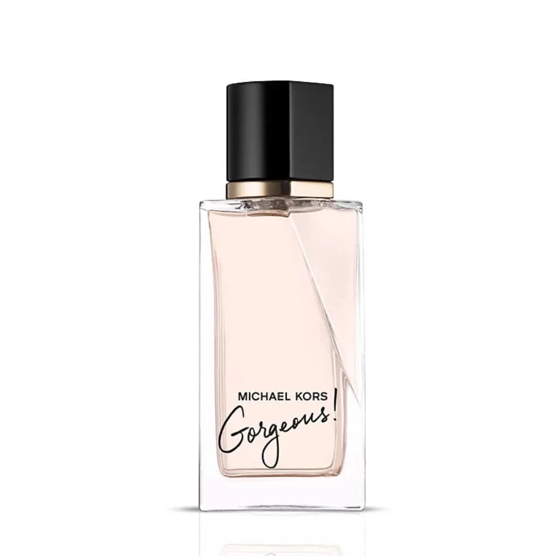 Michael Kors Gorgeous Eau De Parfum Spray 50ml with elegant bottle and floral accents, showcasing luxury fragrance design.