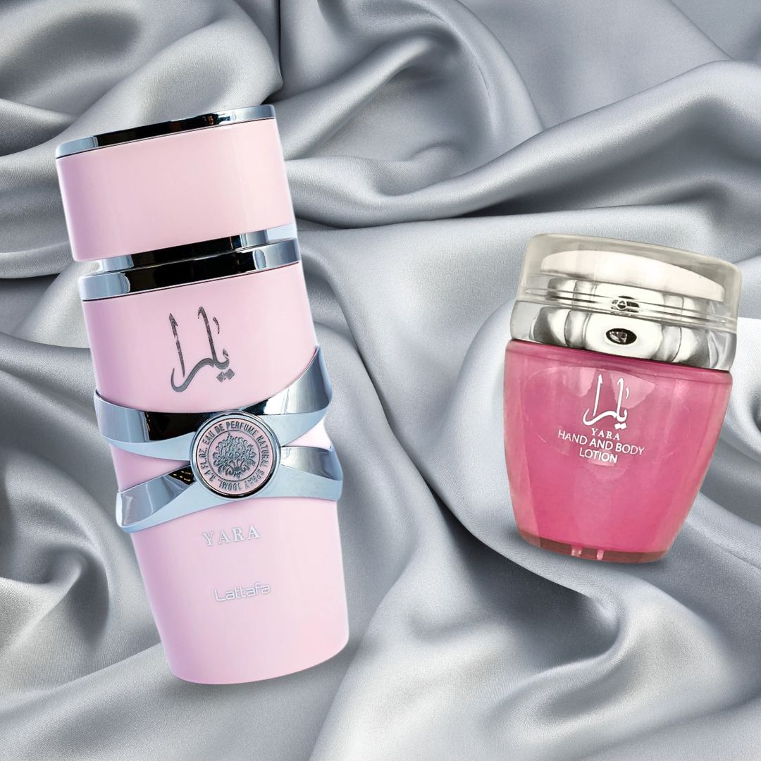 Yara For Women EDP Spray 100ML (3.4 OZ) by Lattafa  & Yara Hand & Body Lotion 45ML by Ard Al Zaafaran (SENSATIONAL BUNDLE) - Intense Oud