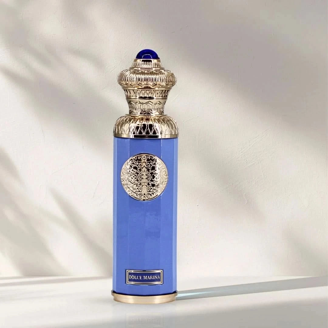 Surrati Dolce Marina Eau de Parfum spray 140ml with velvet pouch, featuring elegant bottle design and floral fragrance details.
