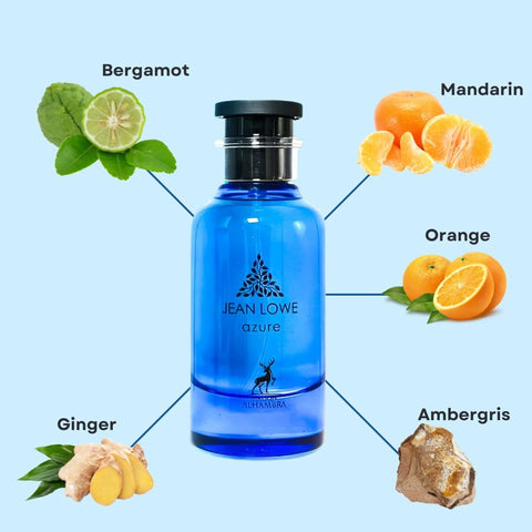 Jean Lowe Azure Eau de Parfum Spray 100ml (3.4 oz) by Maison Alhambra (Velvet Pouch)