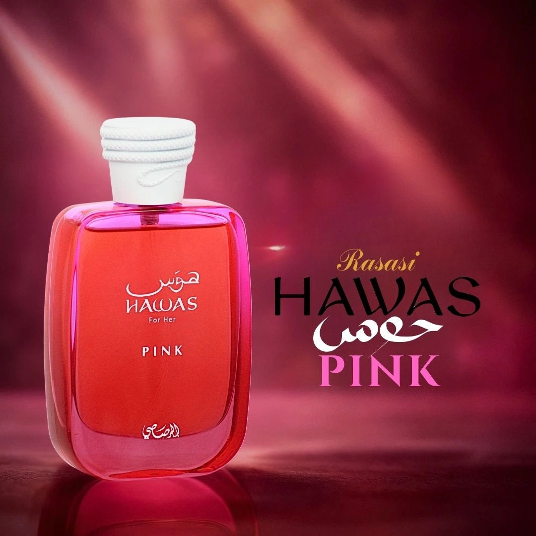 Hawas Pink For Her Eau de Parfum Spray 100ml (3.4 oz) by Rasasi | The Signature Scent of Feminine Luxury - Intense Oud
