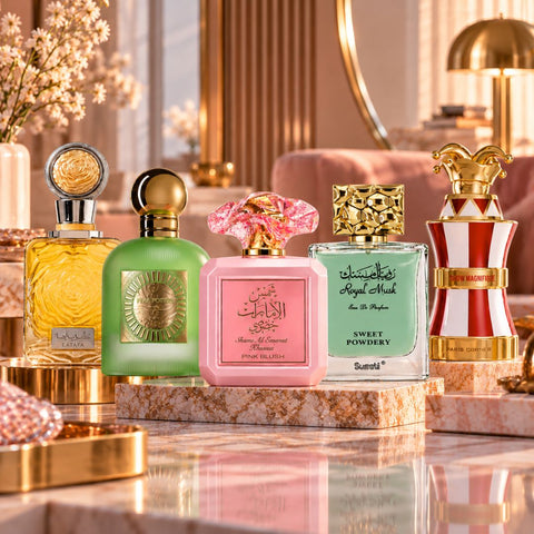 Sweet Powdery by Surrati, Pear potion & Show Magnifique by Paris Corner, Pink Blush & Rafeef by Ard Al Zaafaran by Ard AL Zaafaran Eau de Parfum Sprays 100ml (Bundle)