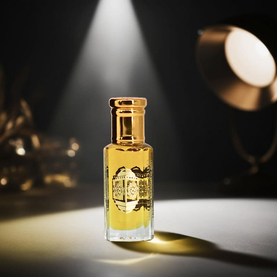 Nayel Perfume Oil 12ml by Intense Oud in a black gift box, featuring loose oil with a luxurious fragrance and elegant packaging.