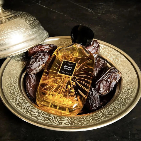 Rouge Sarây Eau de Parfum spray by Atelier Des Ores, featuring a sleek 100ml bottle with elegant design and deep red accents.