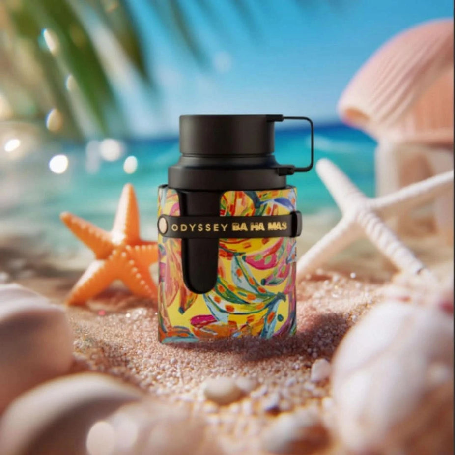 Odyssey Ba Ha Mas Eau de Parfum spray by Armaf, 100ml bottle with elegant packaging, featuring a sleek design and fragrance details.