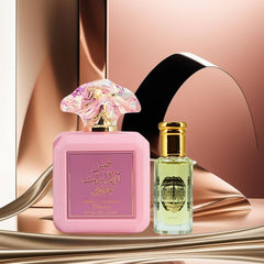 Pink Blush Eau De Parfum Spray 100ML (3.4 OZ) by Ard Al Zaafaran & Vanilla Musk Perfume Oil 12ML (0.40 OZ) by Intense Oud | A Luscious Fusion of Fruity Florals & Creamy Gourmand Indulgence. (Bundle) - Intense Oud