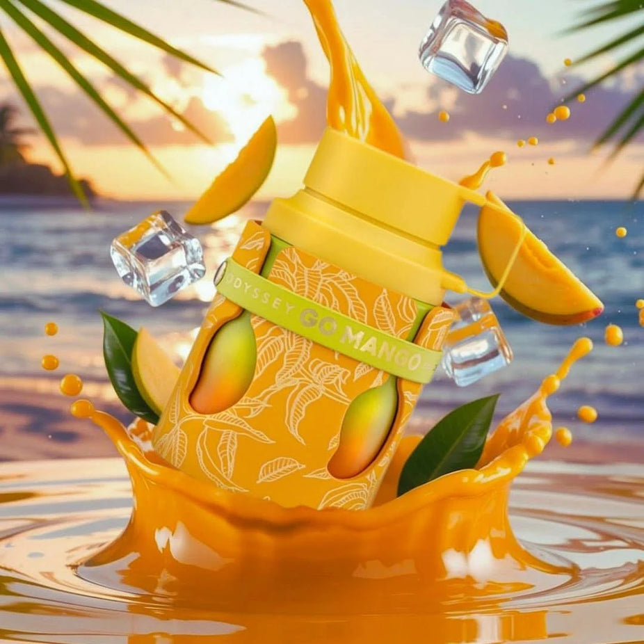 Odyssey Go Mango Tropical Collection Eau de Parfum spray by Armaf, 100ml bottle with tropical mango scent and stylish packaging.