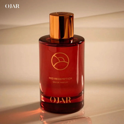 Red Redemption Eau de Parfum spray by Ojar, 100ml bottle with sleek red packaging and elegant design.