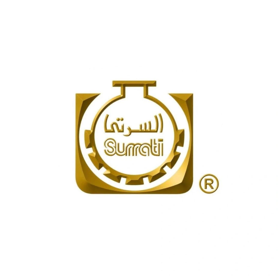 Luxury Oud Eau de Parfum Spray by Surrati, 100ml bottle, elegant packaging with a dark amber fragrance bottle and gold accents.