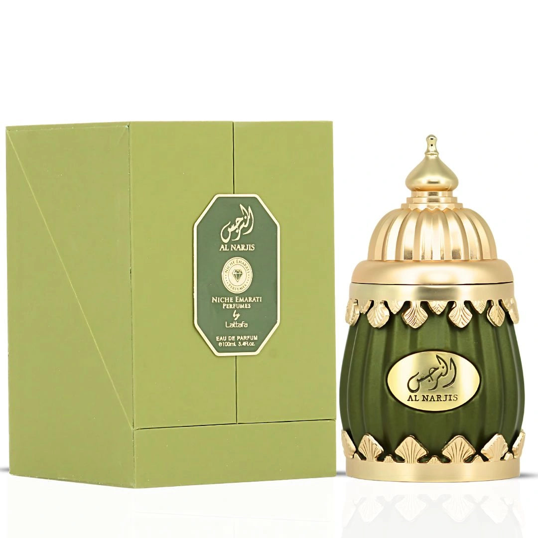 Niche Emarati Al Narjis Eau De Parfum Spray 100ml (3.4 oz) by Lattafa | Iconic. Unisex. Enigmatic. Unforgettable. - Intense Oud
