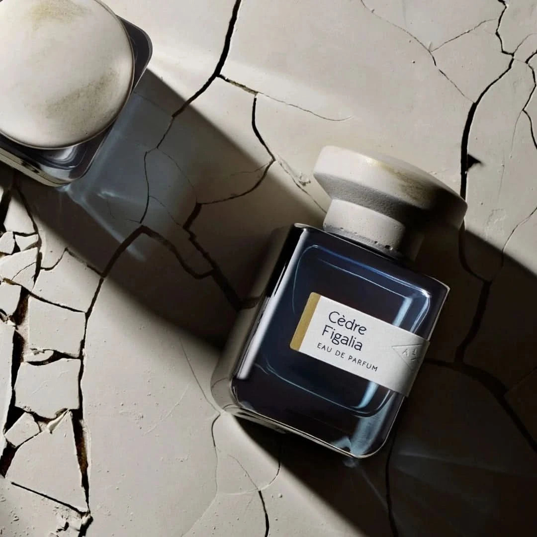 Atelier Materi Cèdre Figalia Eau de Parfum spray bottle with elegant packaging, 100ml, showcasing the fragrance design.