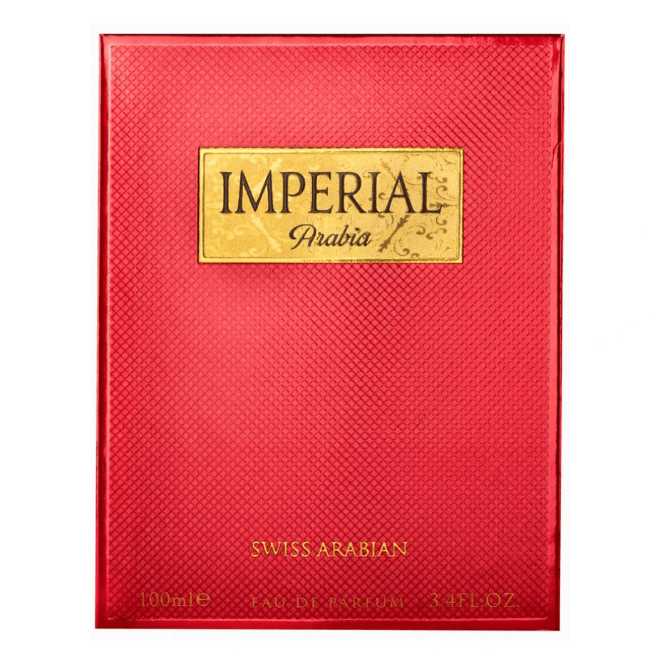 Imperial Arabia EDP by Swiss Arabian, 100ml perfume bottle with elegant design, showcasing the Eau De Parfum product.