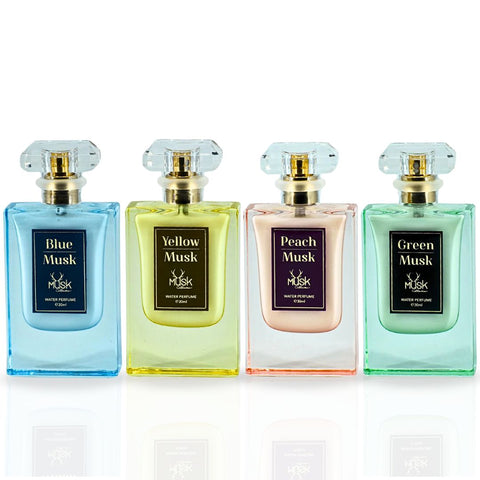 Blue Musk, Yellow Musk, Peach Musk, Green Musk - Water Perfume Spray 30ML (1.01 OZ) by Hamidi | Indulge in the Soothing & Refreshing Aroma. (MUSK COLLECTION) - Intense Oud