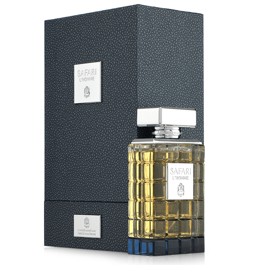 Abdul Samad Al Qurashi Safari L'Homme EDP perfume bottle, 75ML, elegant design for men's Eau de Parfum by ASQ
