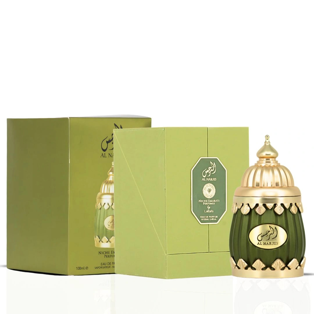 Niche Emarati Al Narjis Eau De Parfum Spray 100ml (3.4 oz) by Lattafa | Iconic. Unisex. Enigmatic. Unforgettable. - Intense Oud