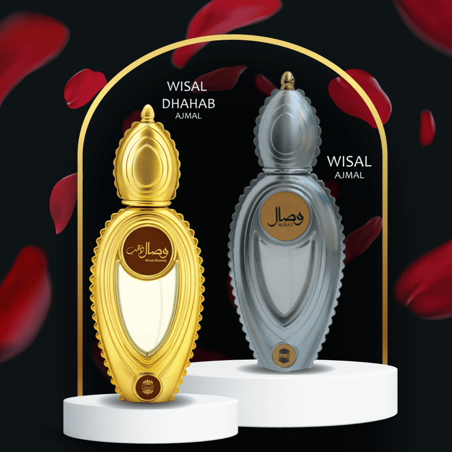 Ajmal Wisal Dhahab Eau de Parfum spray 50ml bottle with elegant packaging, showcasing the luxury fragrance design.