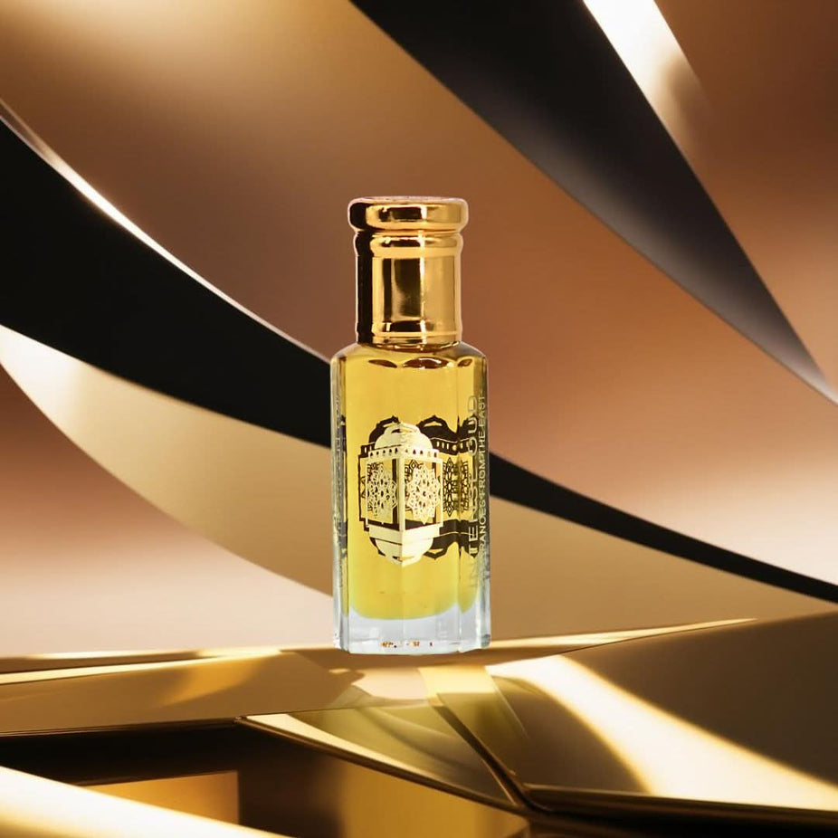 Nayel Perfume Oil by Intense Oud in a 12ml bottle with black gift box, featuring loose oil for luxurious fragrance.
