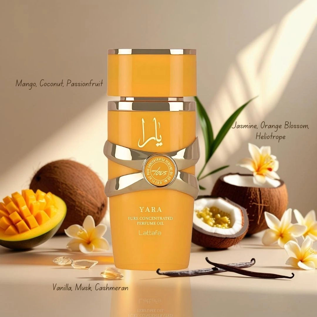 Yara, Yara Moi, Yara Candy & Yara Tous Concentrated Perfume Oils 20ml (0.68oz) by Lattafa | A Quartet of Playful Elegance & Tropical Charm (Bundle) - Intense Oud